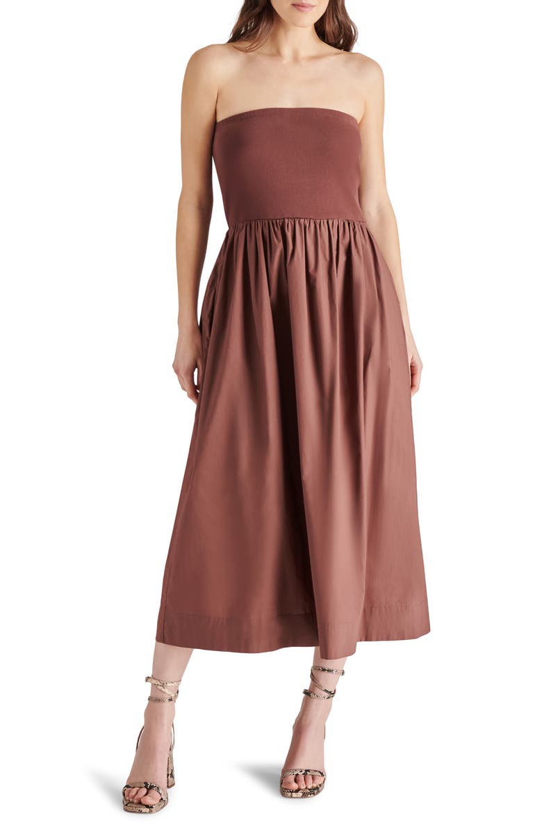 Steve Madden Lilad Strapless Midi Dress, Main, color, 