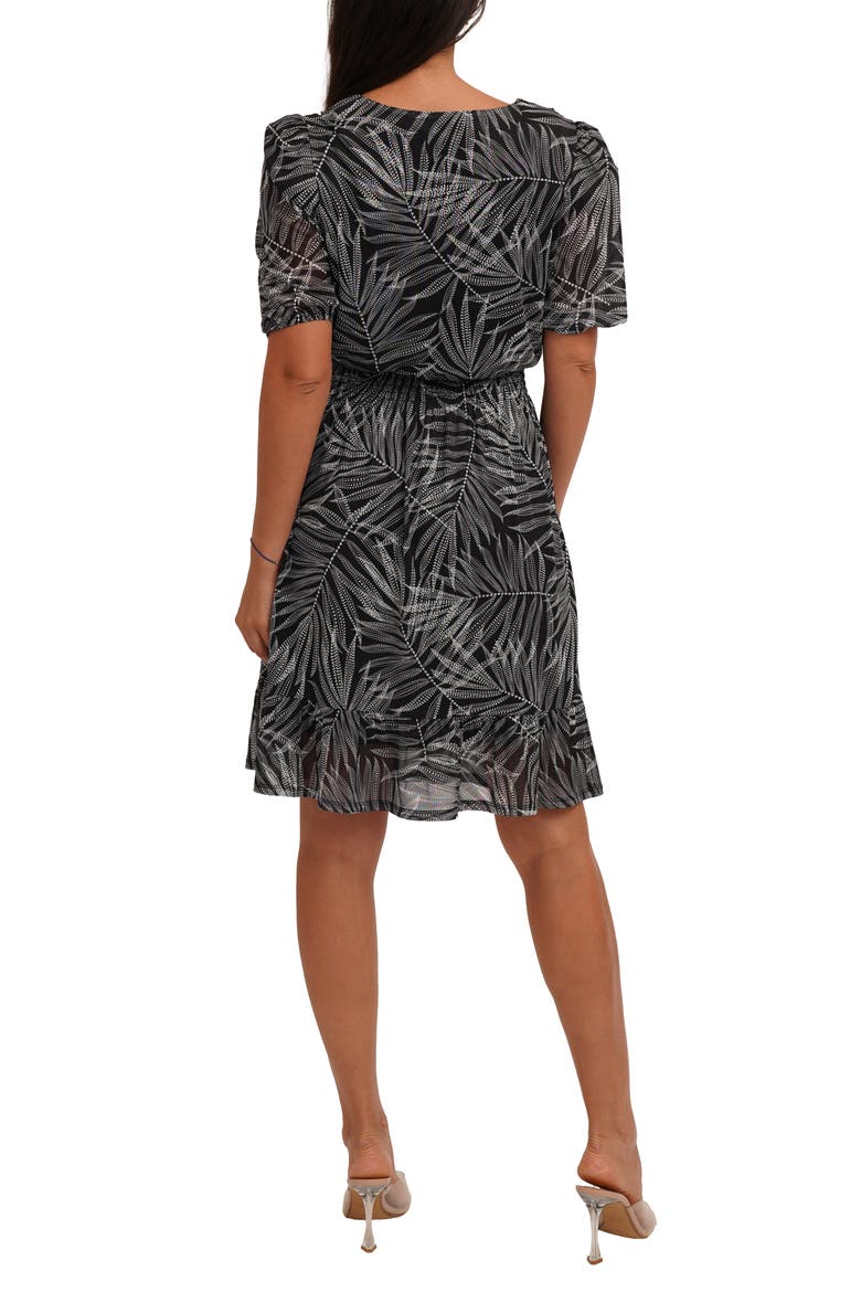 Ruffle Trim Mesh Dress, Alternate, color, SARA D B/W