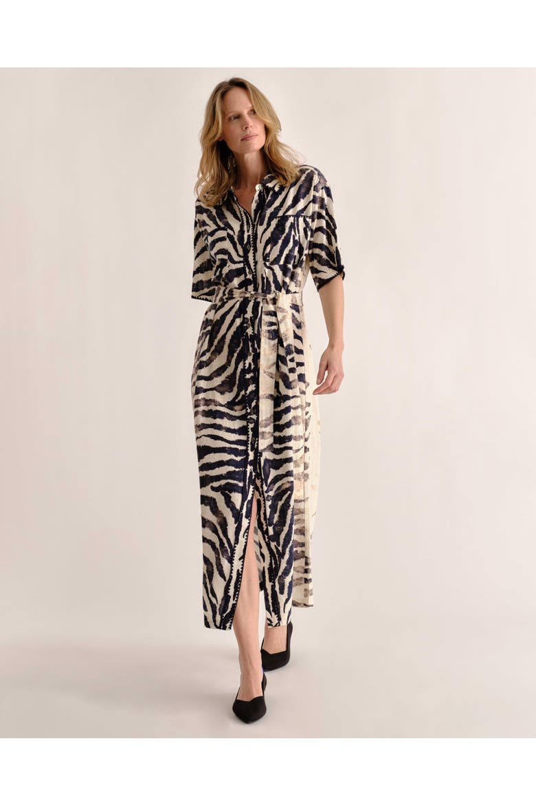 Lucia Midi Linen Shirt Dress, Alternate, color, Painted Zebra