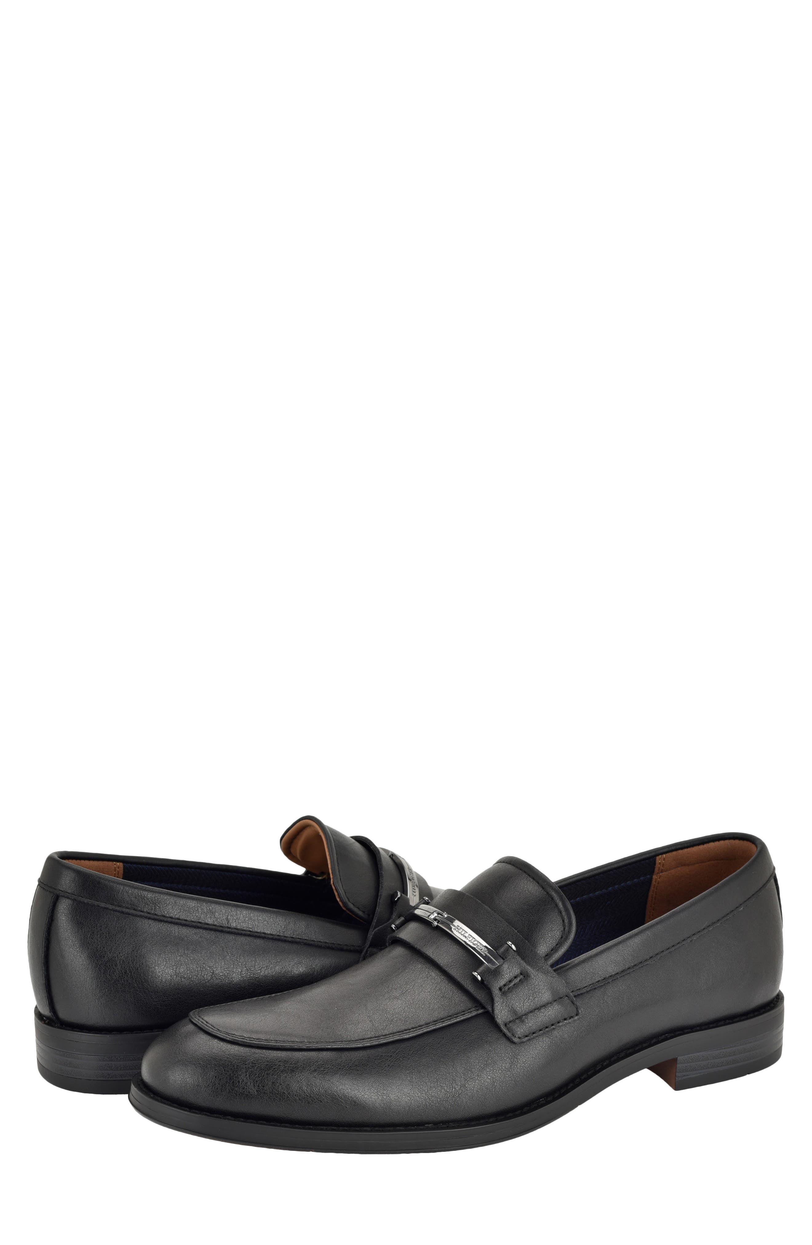 Jonnty Faux Leather Bit Loafer, Alternate, color, BLACK