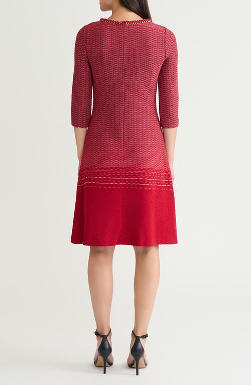 Ming Wang Chain Trim Ombrè Dress In Red