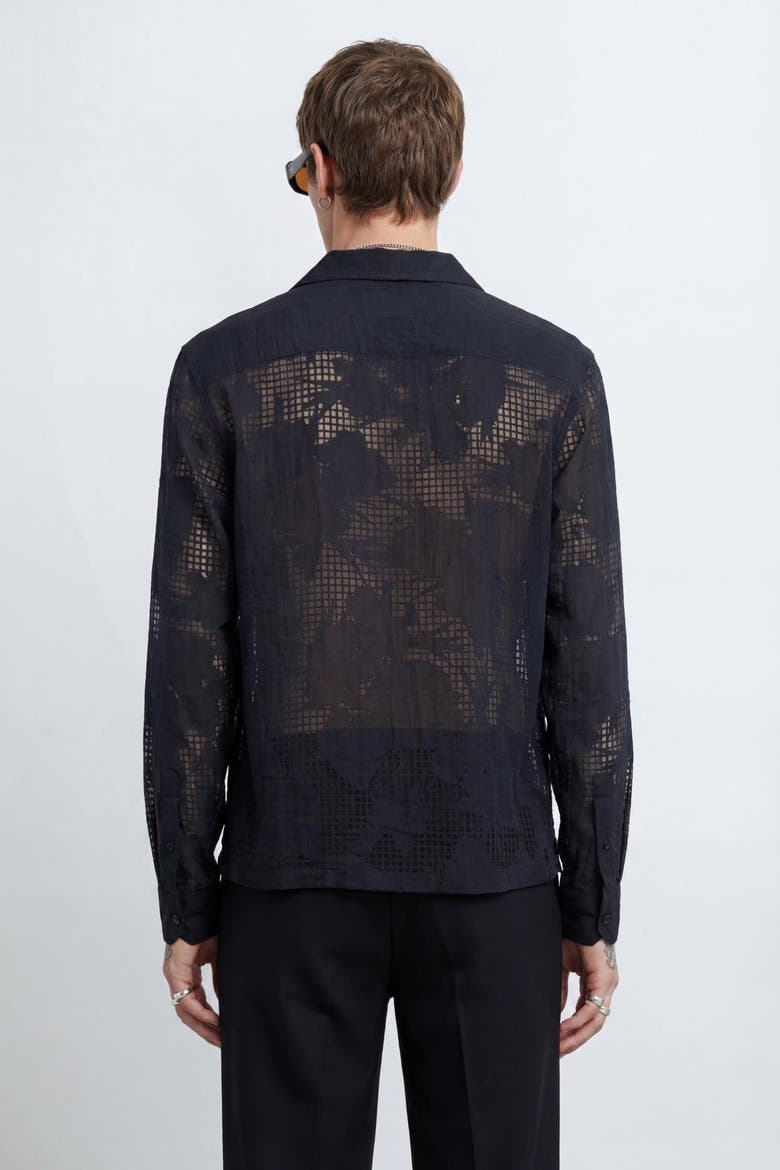 Ethan Floral Burnout Revere Shirt, Alternate, color, Black