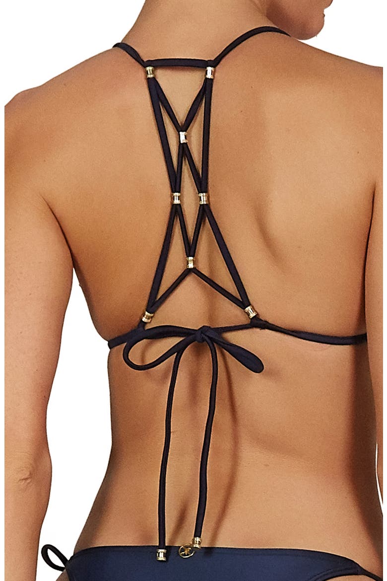 ViX Swimwear Lucy T-Back Bikini Top, Alternate, color, NAVY