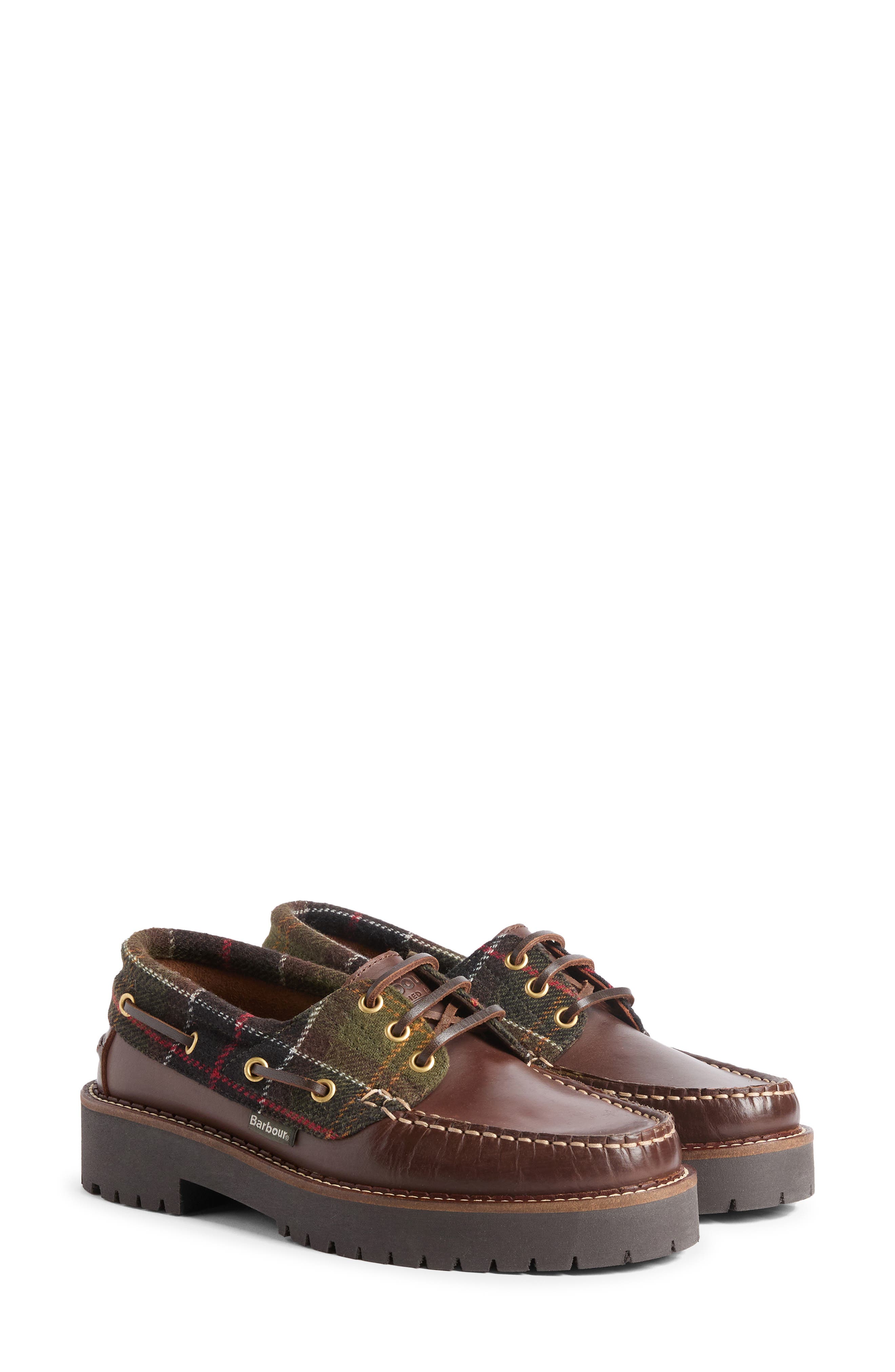 Darras Boat Shoe, Main, color, BROWN/ CLASSIC TARTAN