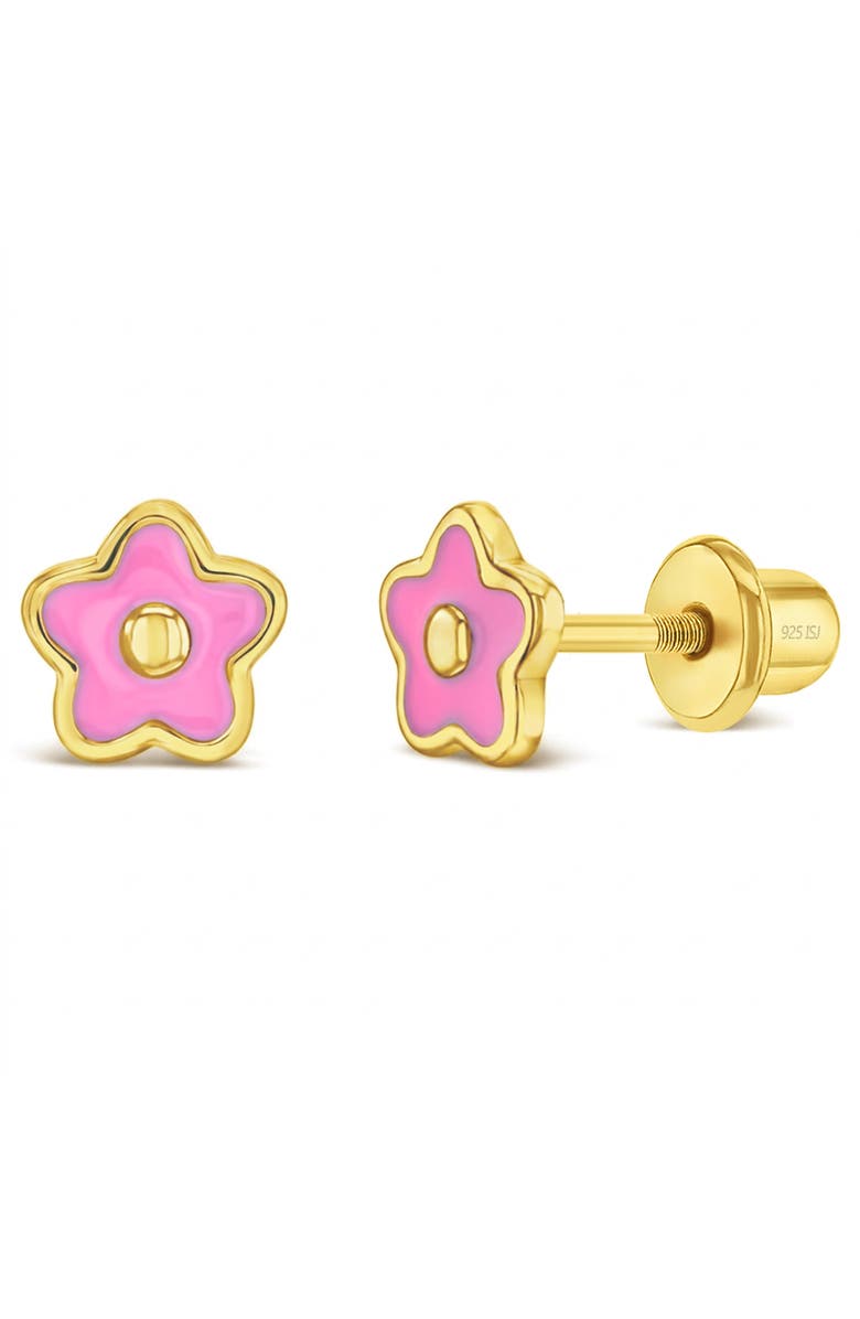 In Season Jewelry Groovy Flower Plated Earrings, Main, color, Pink