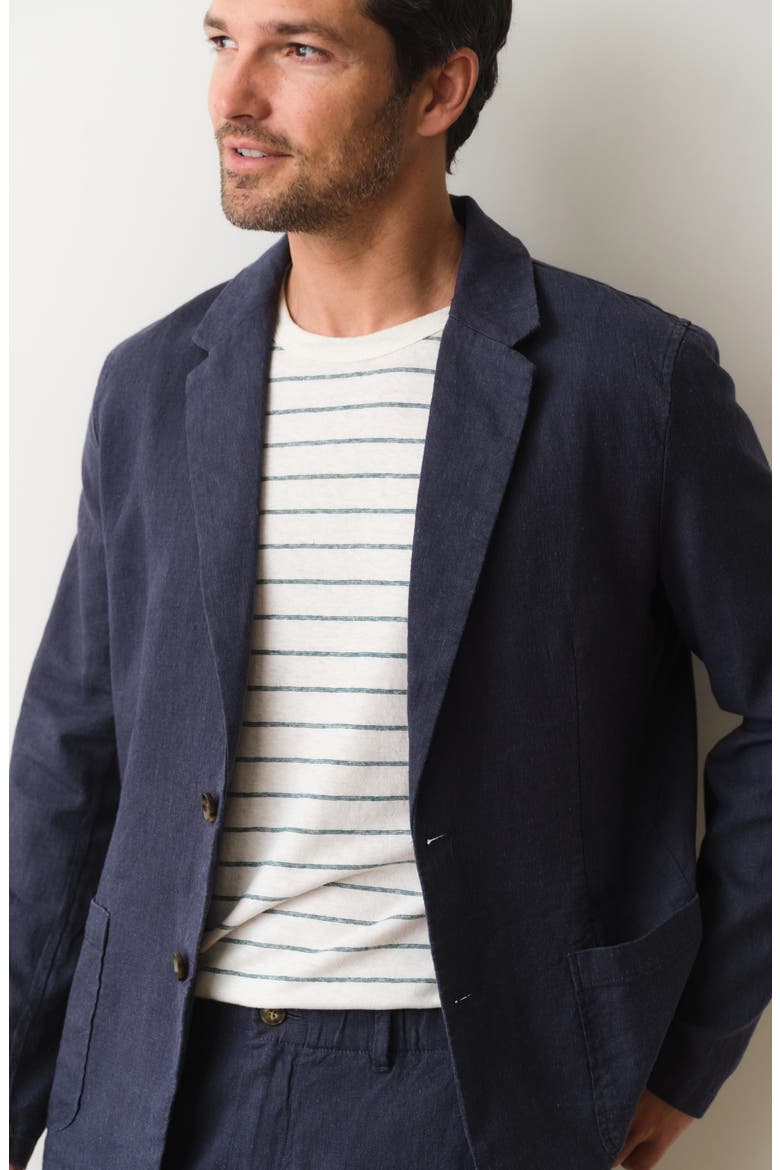 Hemp Blend Blazer, Alternate, color, NAVY