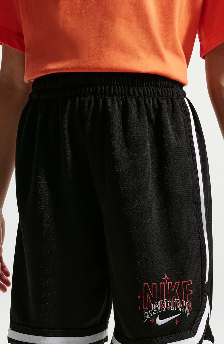 Nike Kids' DNA Dri-FIT Mesh Basketball Shorts, Alternate, color, 010 Black/White