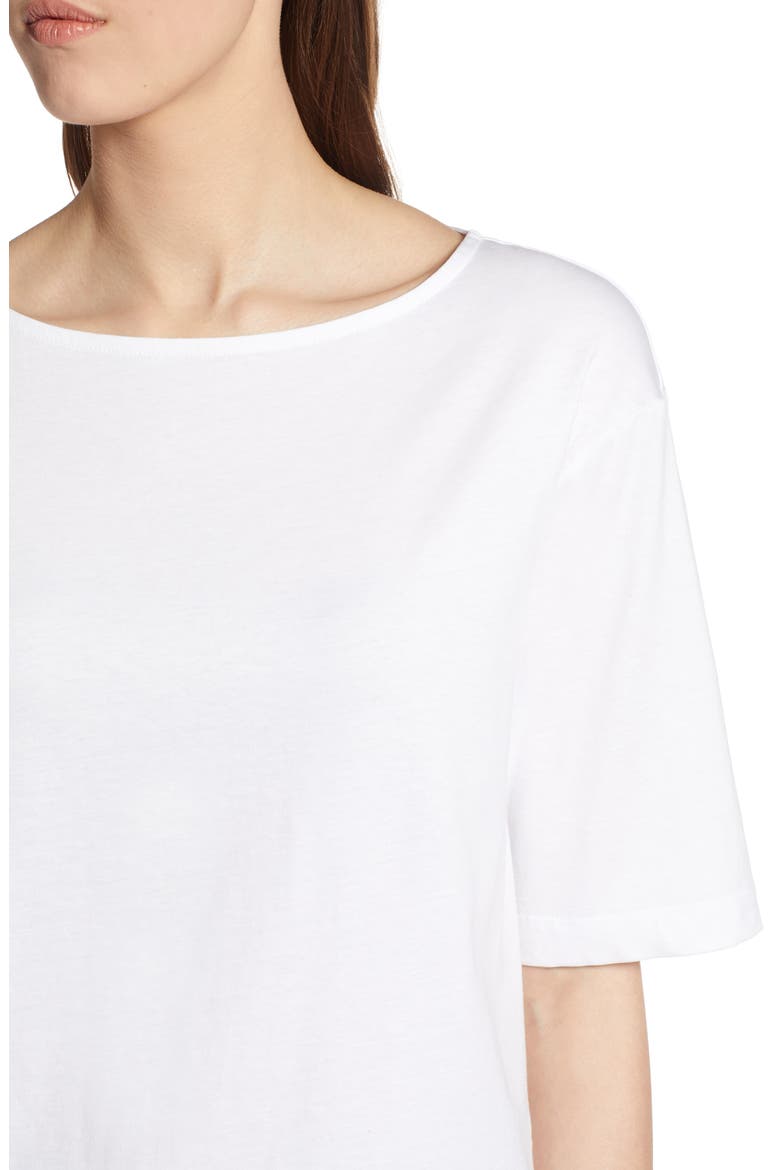 Boat Neck Cotton Top, Alternate, color, WHITE