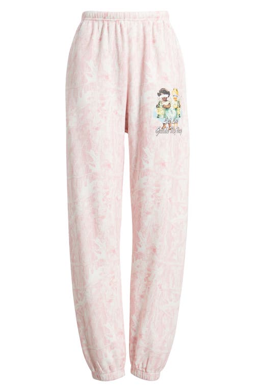 Boys Lie Let Love Guide My Way Kimmy Waffle Knit Sweatpants In Pink