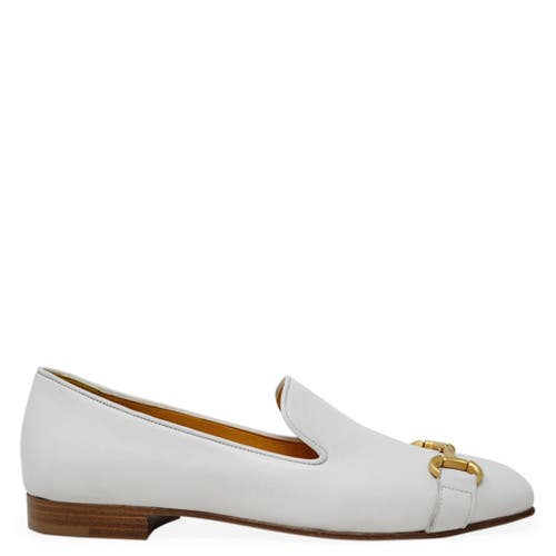 Madison Maison Square Toe Horse Bit Loafer In White