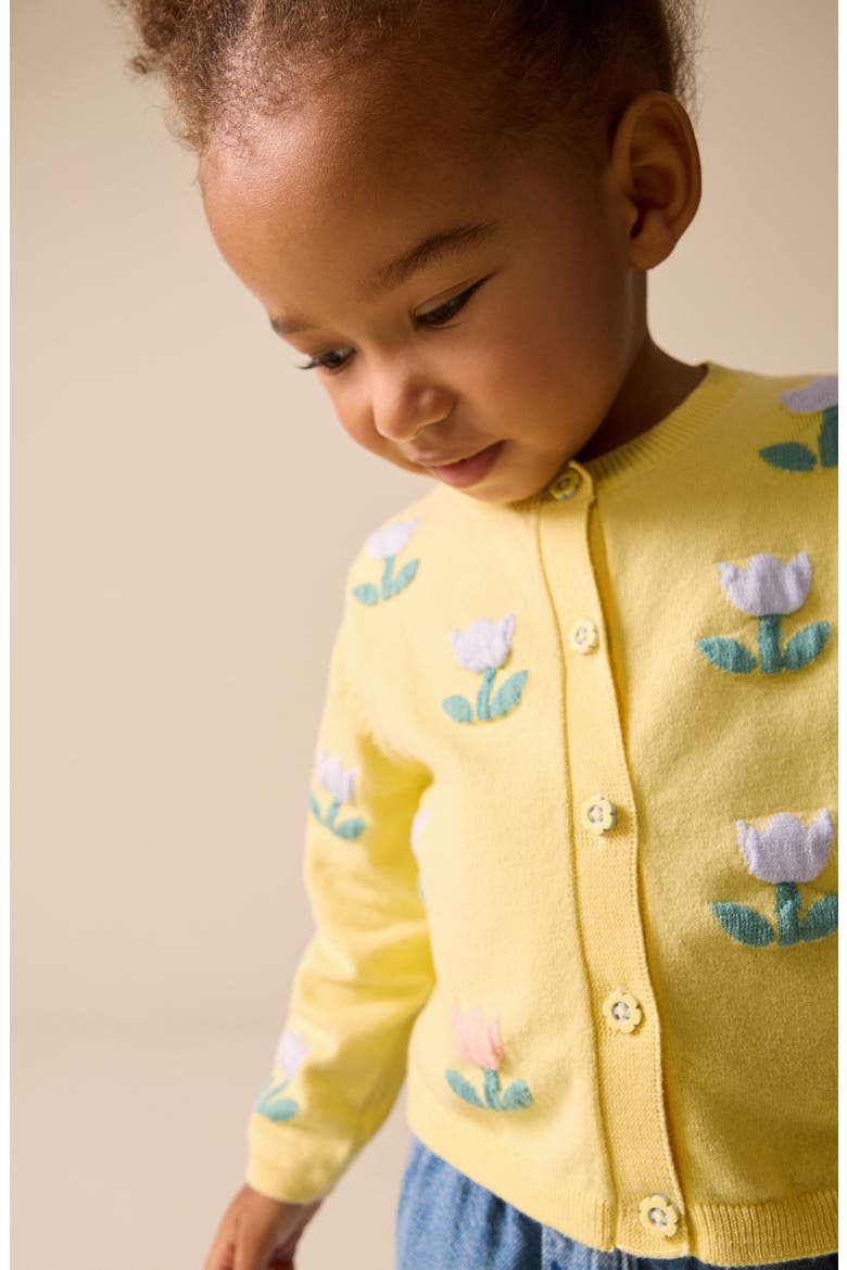 Kids' Tulip Embroidered Cardigan, Alternate, color, YELLOW