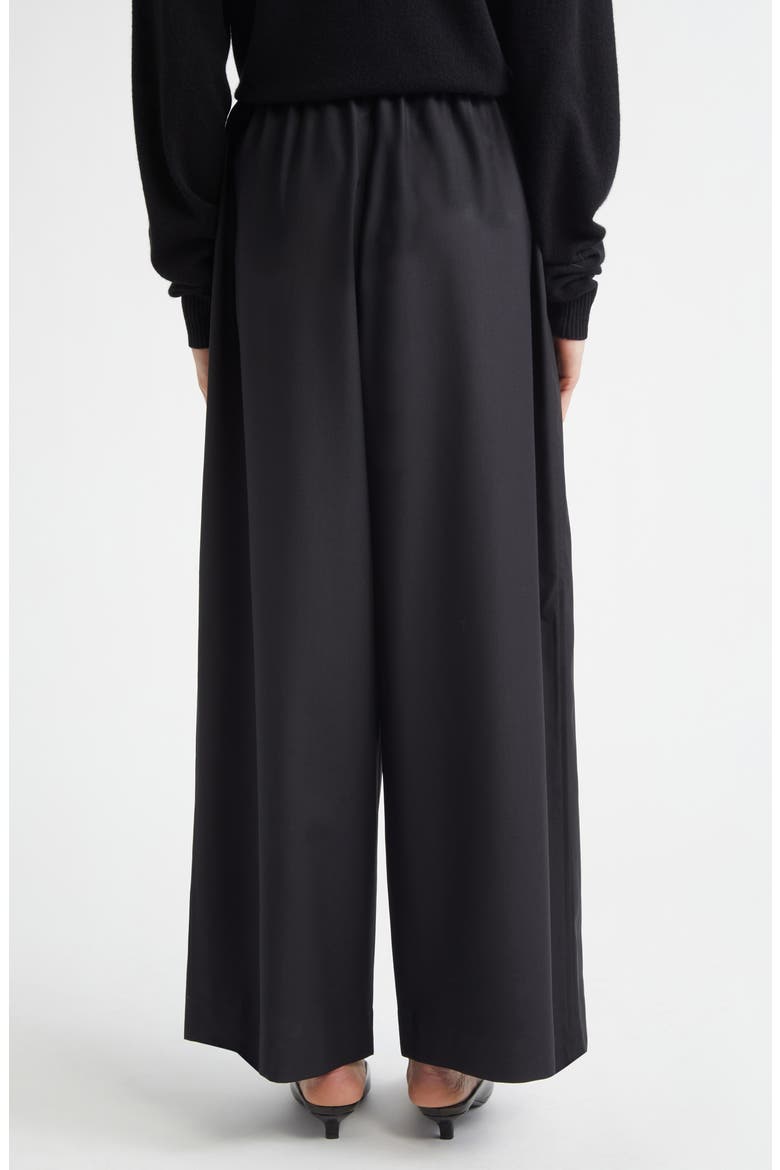 Wide Leg Wool Drawstring Dinner Trousers, Alternate, color, BLACK