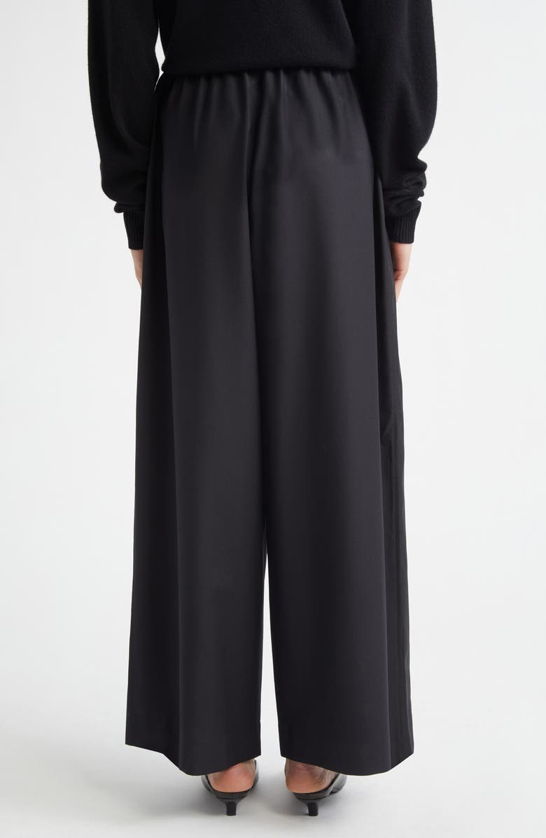 TOTEME Wide Leg Wool Drawstring Dinner Trousers, Alternate, color, Black