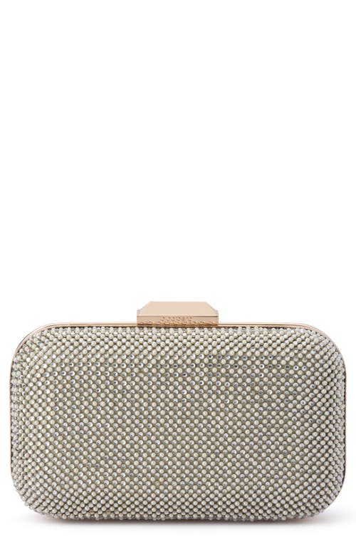 Olga Berg Klara Crystal Mesh Clutch in Pearl 