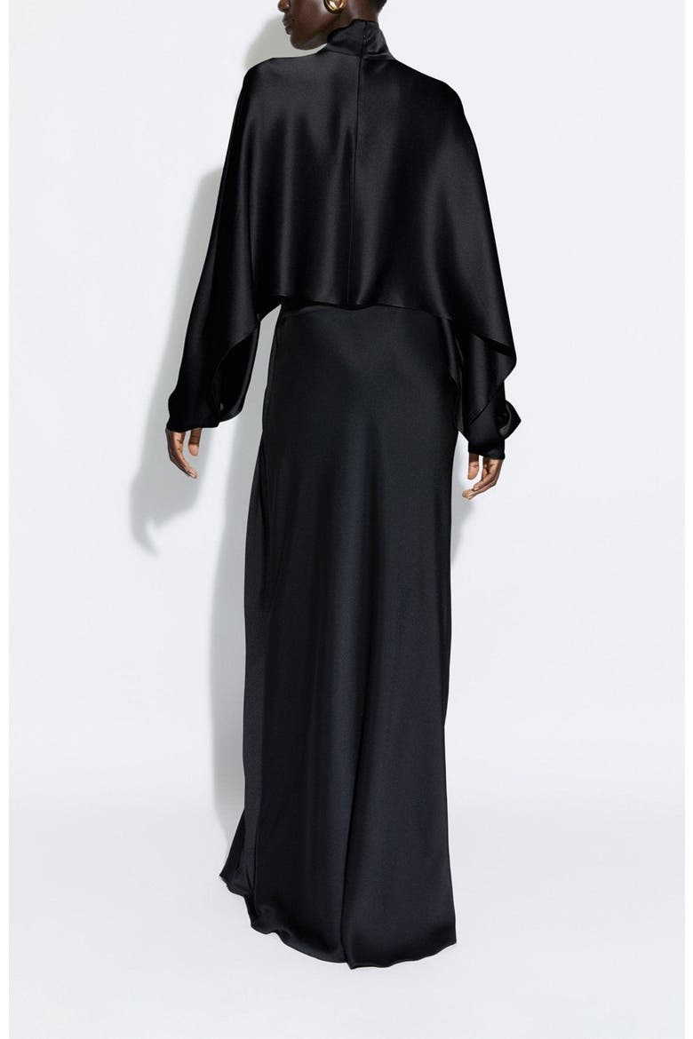 Satin Caftan Top, Alternate, color, Black