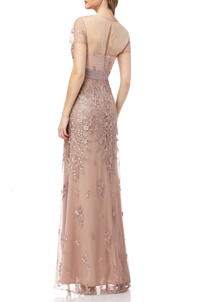 JS Collections Floral Embroidered Evening Dress, Alternate, color,