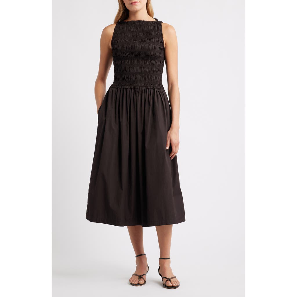 Madewell The Melody Smocked Midi Dress in Molasses at Nordstrom Rack, Size Xx-Small