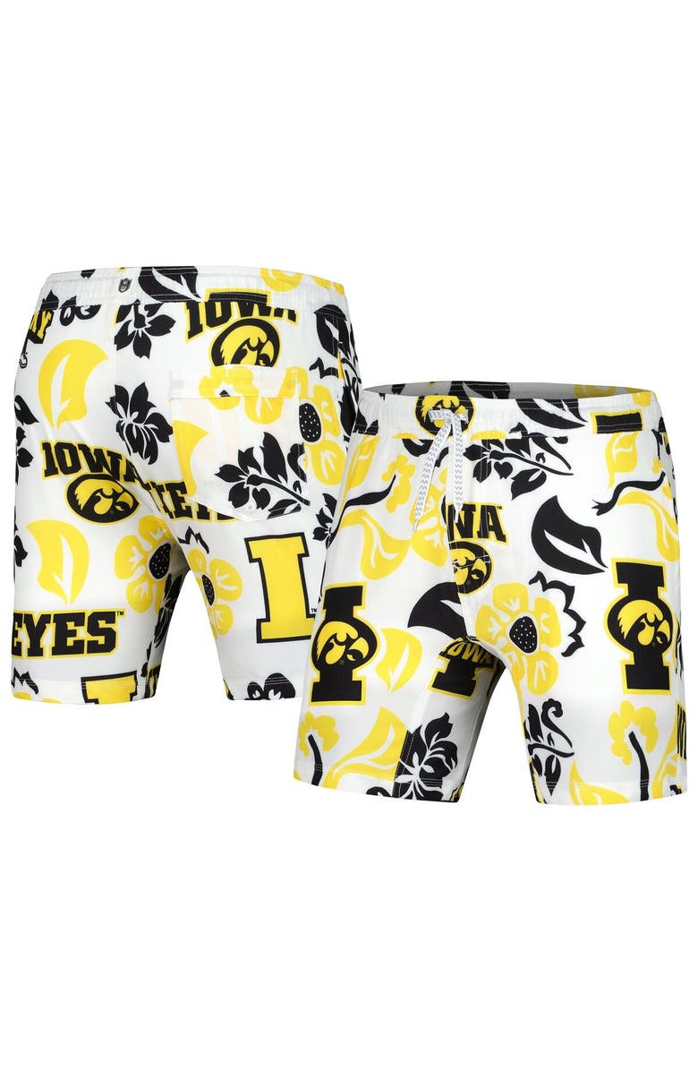 Wes & Willy Men's Wes & Willy  White Iowa Hawkeyes Vault Tech Swimming Trunks, Main, color, 