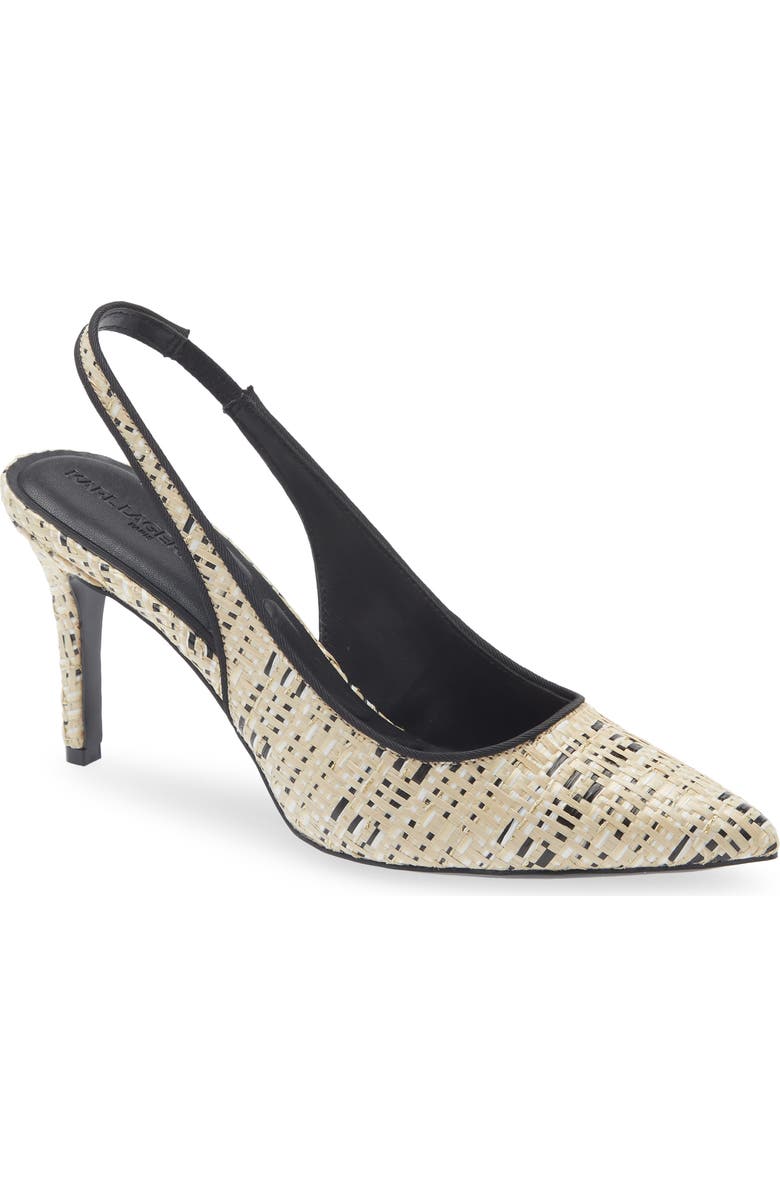 KARL LAGERFELD PARIS Rosalyn Pointed Toe Slingback Pump, Main, color, Natural/ Black