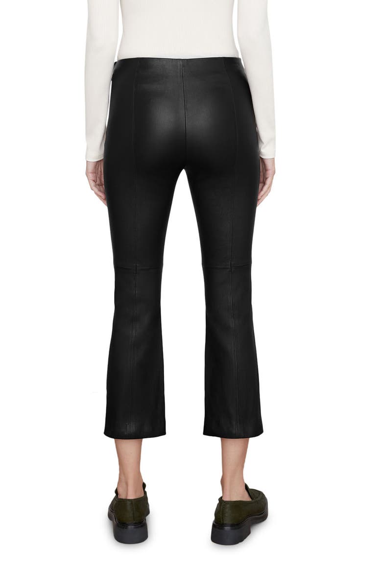 Crop Flare Leather Pants, Alternate, color, BLACK