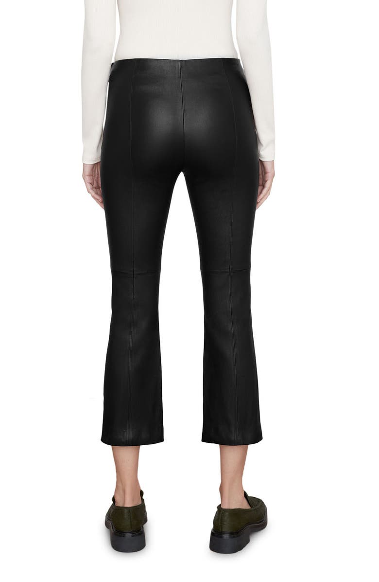 Vince Crop Flare Leather Pants, Alternate, color, Black