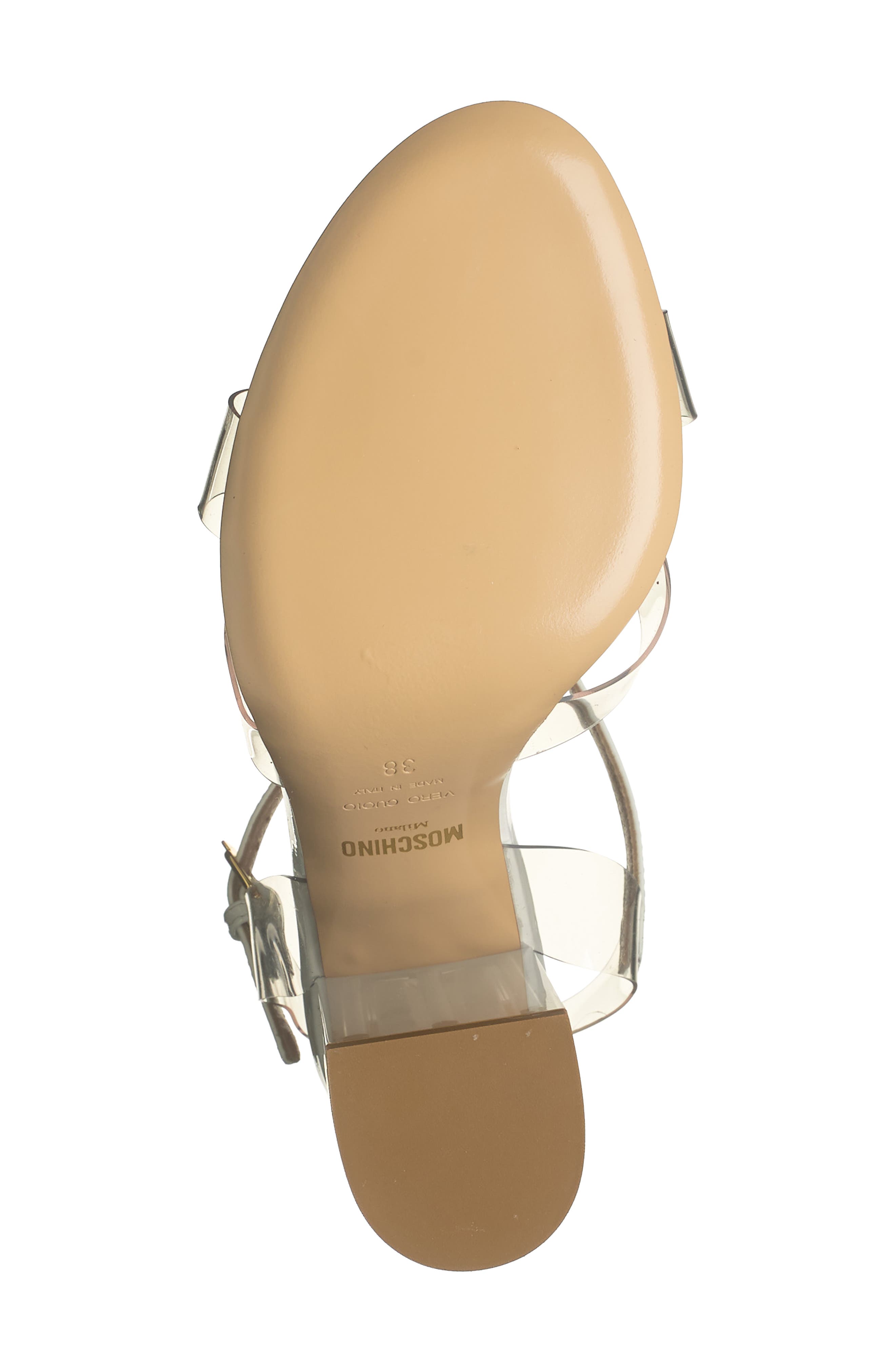 Moschino Clear Heel Sandal, Alternate, color, Transparent White