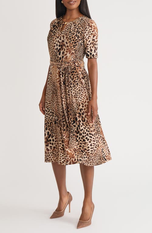 Kasper Mixed Leopard Print Midi Dress In Animal Print