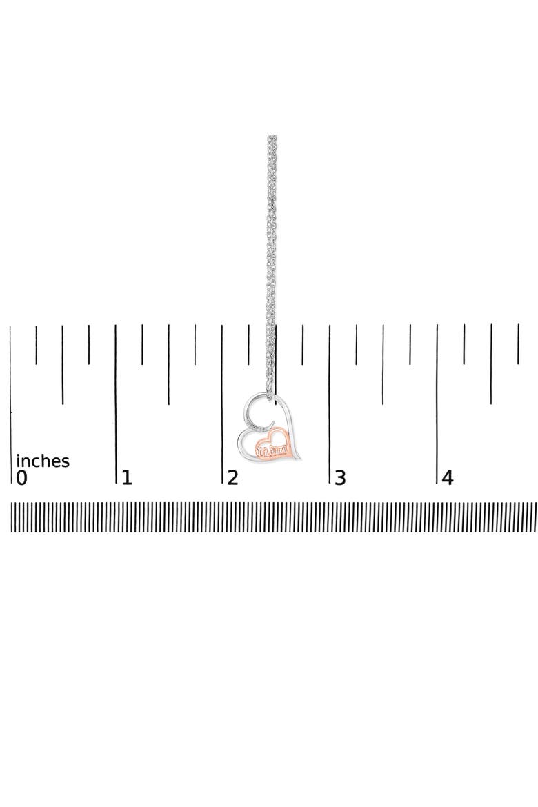 14K Rose Gold Plated Sterling Silver Diamond Accent Mom Heart Pendant Necklace, Alternate, color, White Gold over Silver