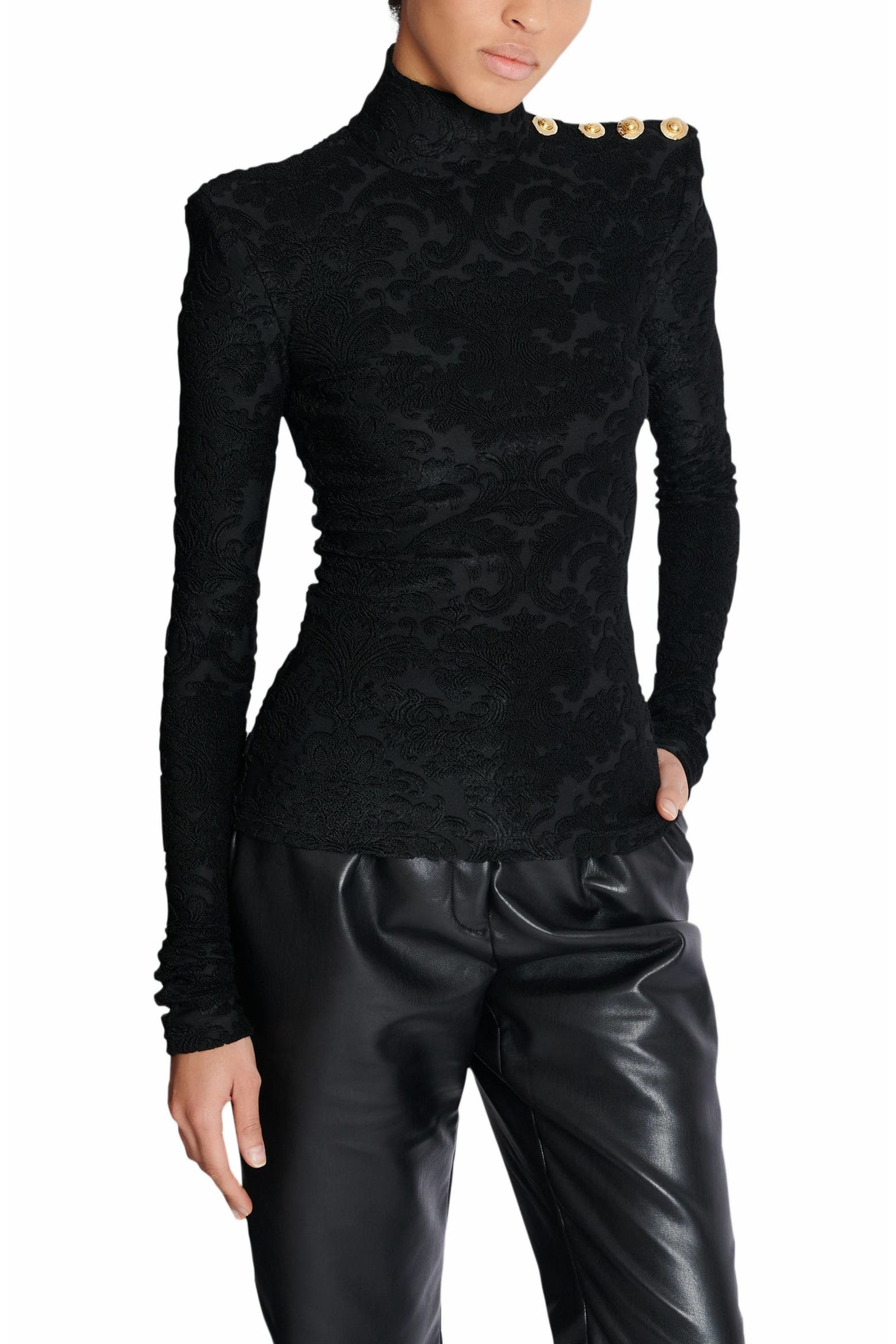 Barque Pattern Balmain Baroque Pattern Long-Sleeved Top (Women) | Nordstrom