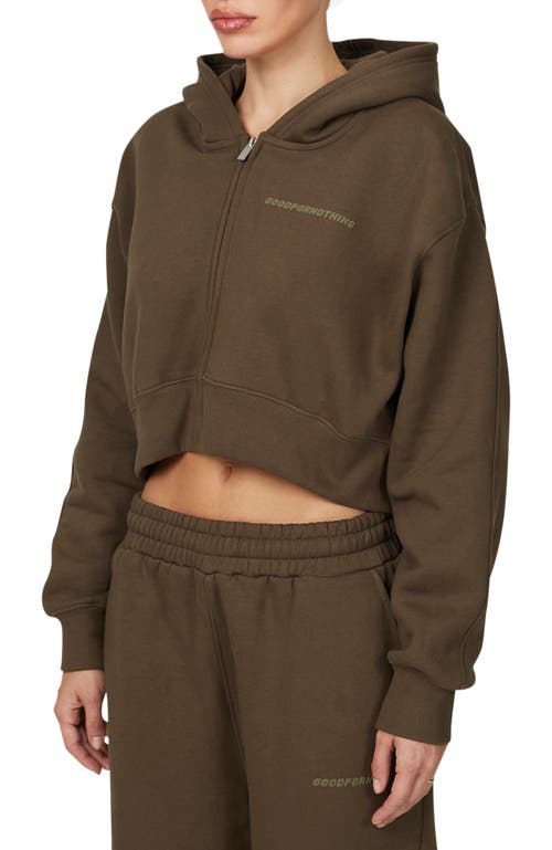 Good For Nothing Vintage  Tonal Crop Zip Hoodie In Brown