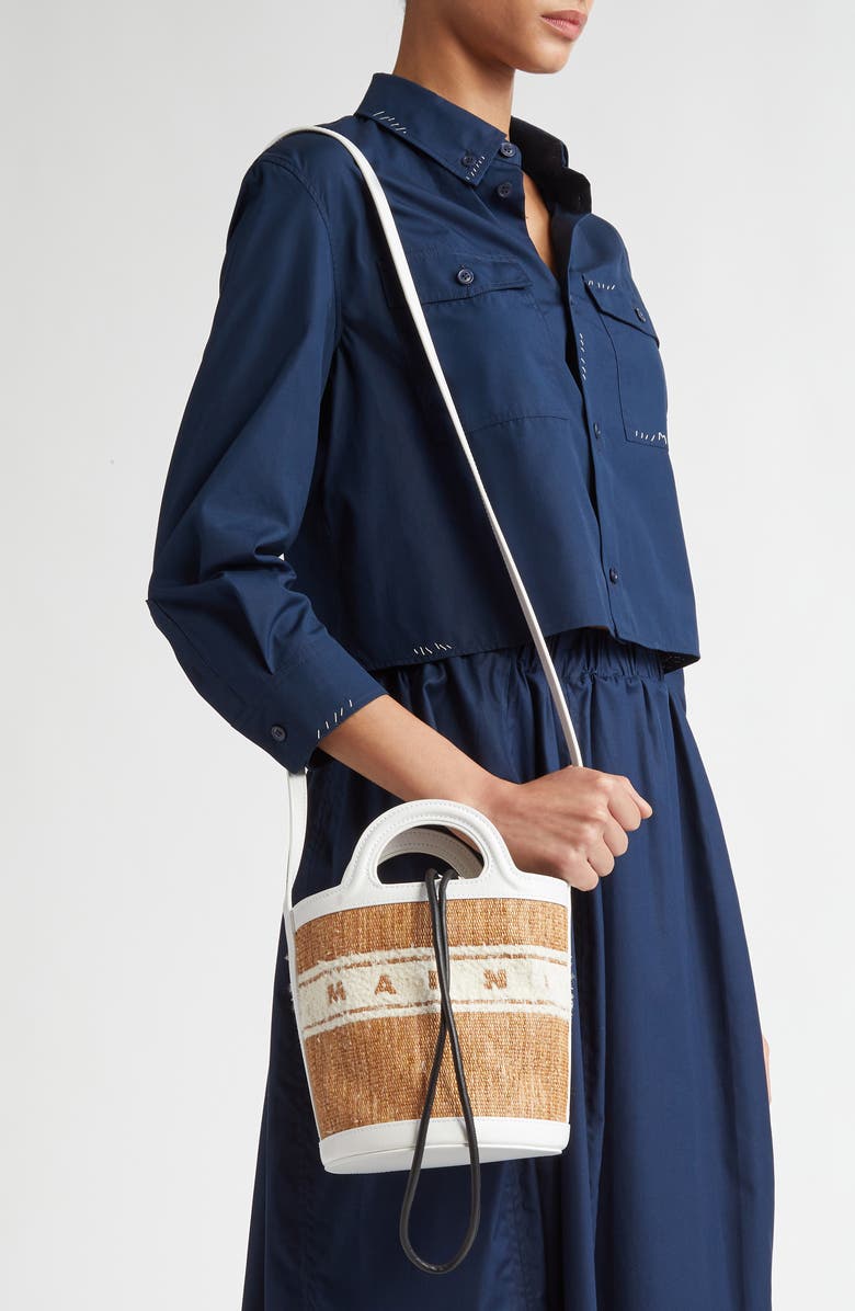 Marni Mini Tropicalia Faux Raffia Bucket Bag, Alternate, color,