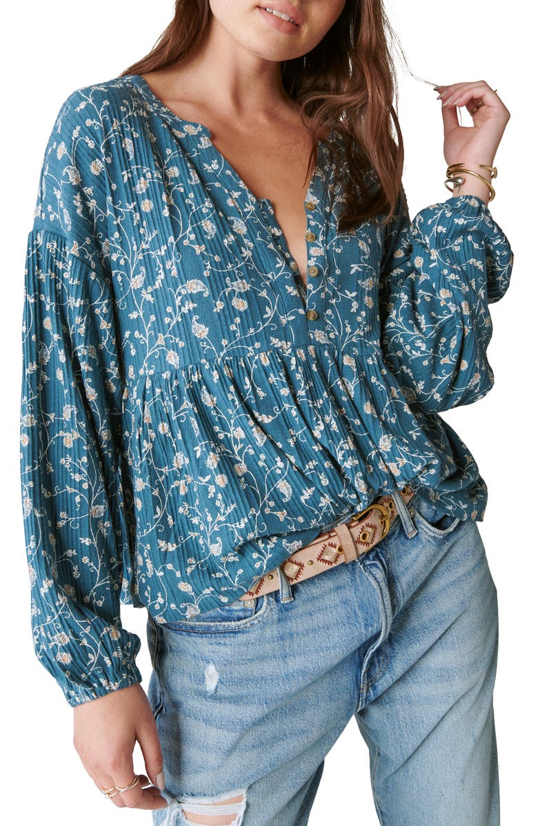 Lucky Brand Maya Floral Print Blouse, Main, color, 