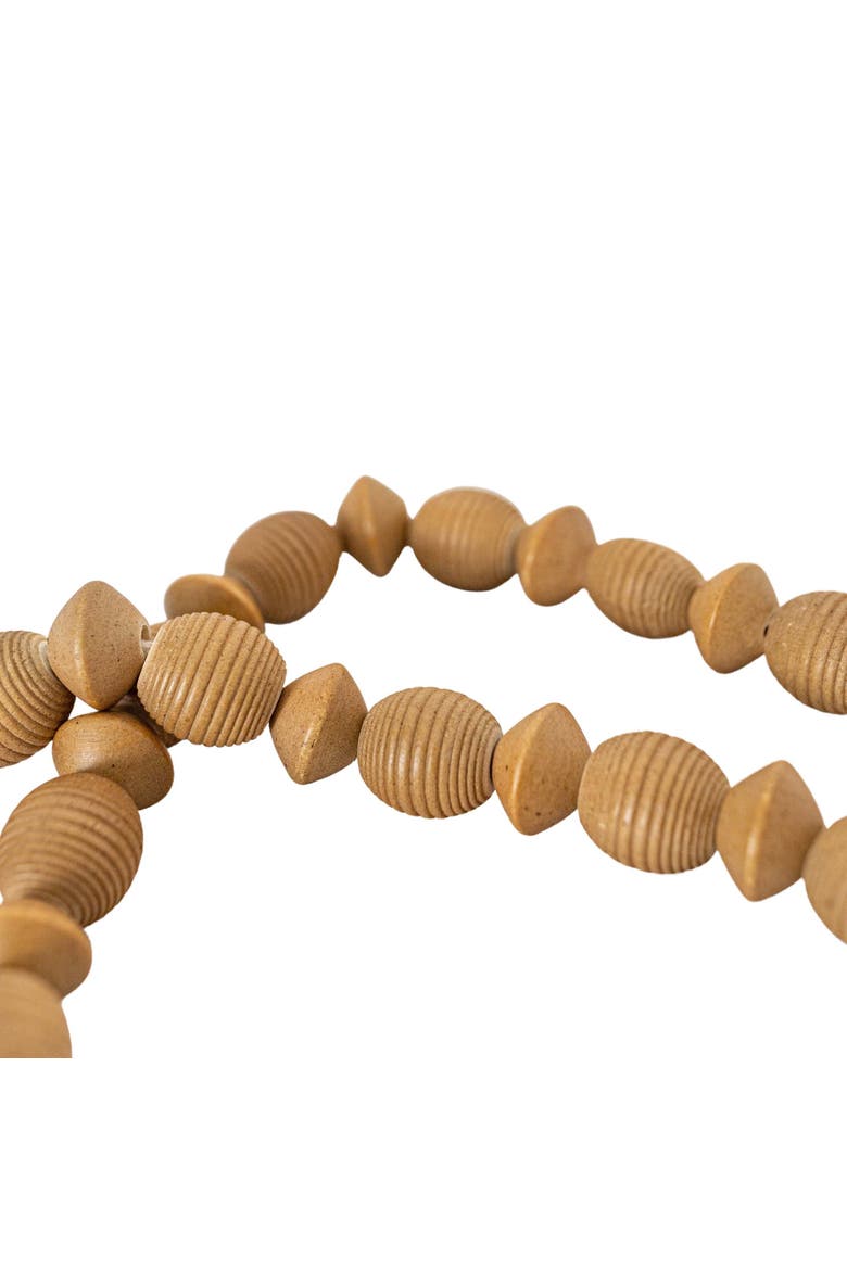 Ribbed Bead Garland Natural Wood & Cotton, Alternate, color, Brown