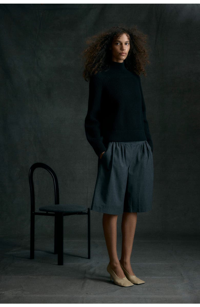 Modern Citizen Hadeel Organic Cotton-Wool Mock-Neck Sweater, Alternate, color, Black