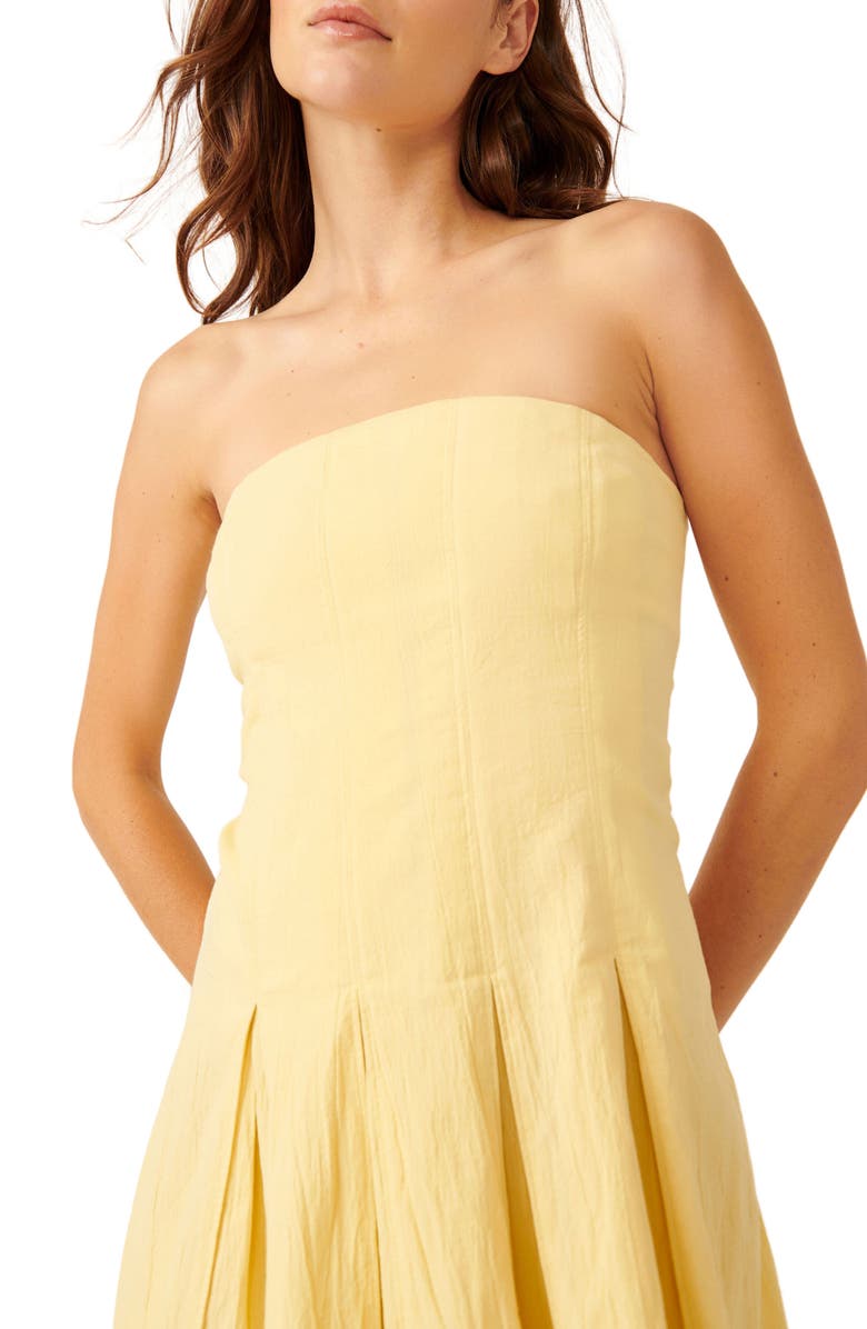 Free People Made Me Smile Strapless Minidress, Alternate, color, Yellow Tansy