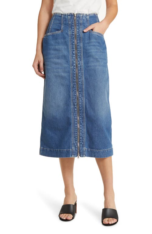 Shop Closed Exposed Zip Nonstretch Denim Pencil Skirt In Mid Blue
