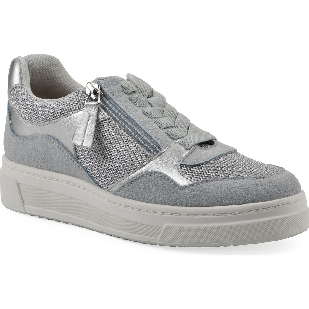 Cliffs By White Mountain Uplit Zip Sneaker In Light Blue Silver Multi