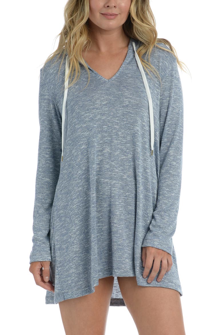 Beach Knit Cover-Up Hoodie, Main, color, INDIGO