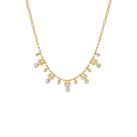 Multi CZ Bezel Accented Link Necklace