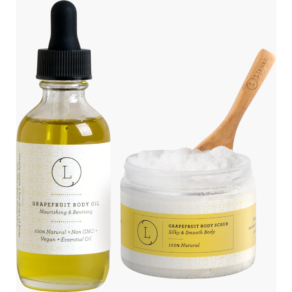 Lizush Moisturizing Set With Grapefruit Body Oil And Body Scrub