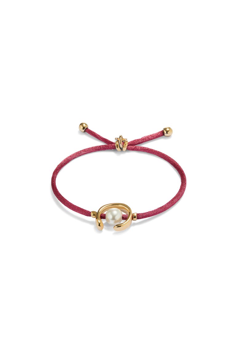 18K gold-plated mauve thread bracelet with shell pearl accessory, Main, color, Gold