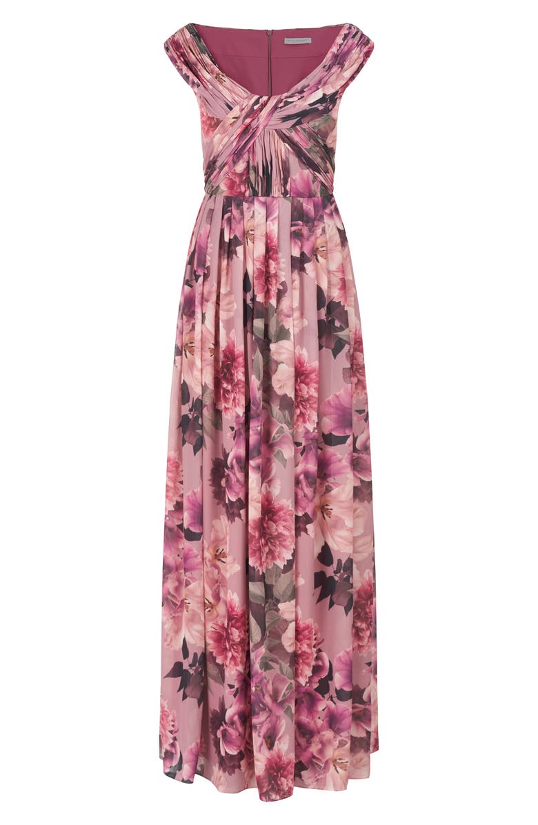 Kay Unger Dawson Floral Chiffon Gown, Alternate, color, 