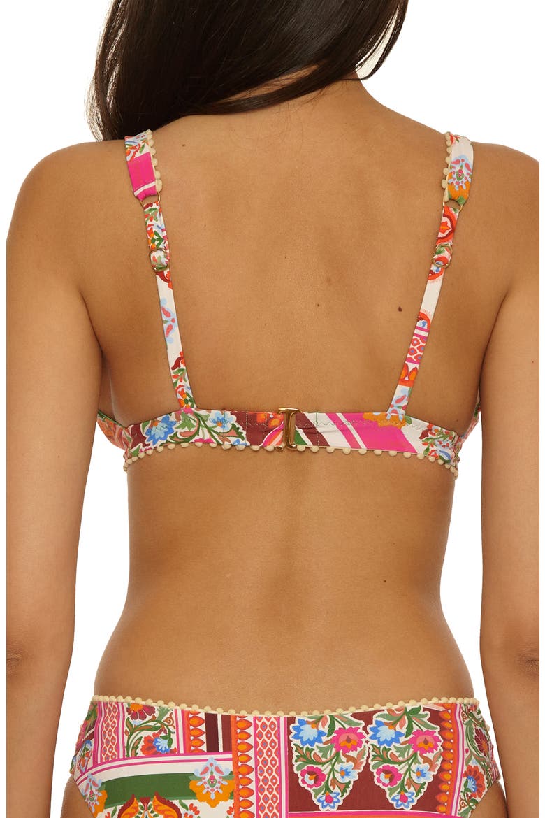 Verona Triangle Bikini Top, Alternate, color, PINK MULTI