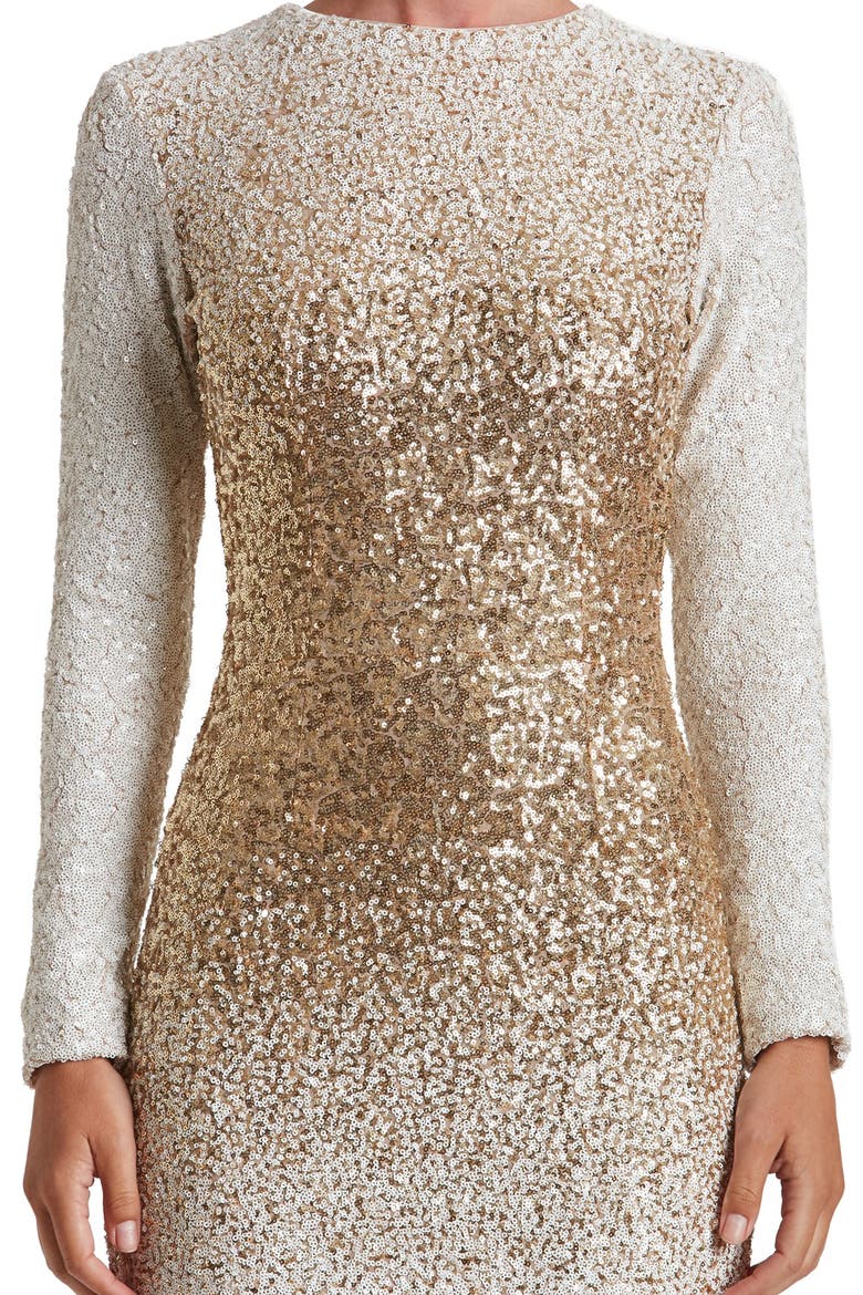 Brooke Sequin Midi Dress, Alternate, color, WHITE/ GOLD OMBRE