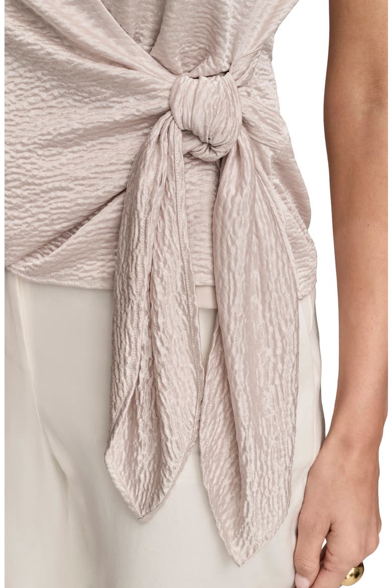 Textured Satin Sleeveless Wrap Top, Alternate, color, SAND