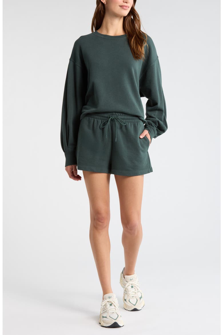 Go Easy French Terry Shorts, Alternate, color, GREEN TIMBER