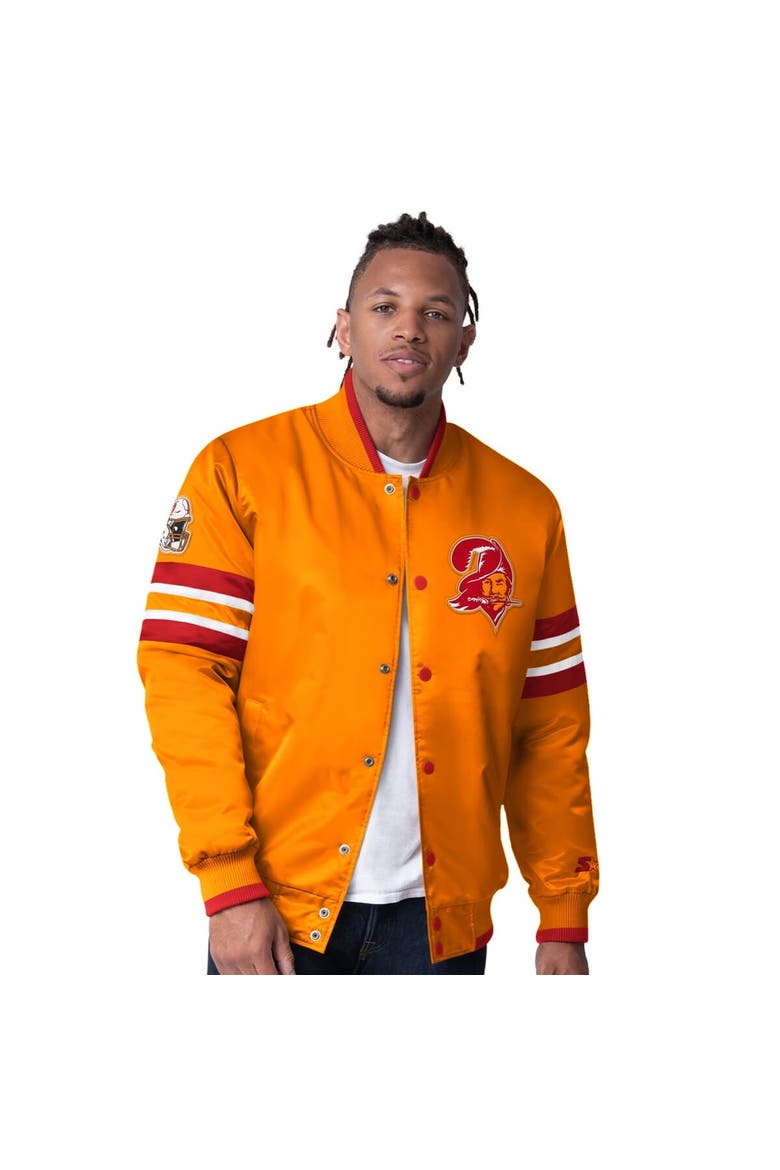 Men's Starter  Orange Tampa Bay Buccaneers Vintage Logo Scout I Full-Snap Varsity Jacket, Main, color, Orange