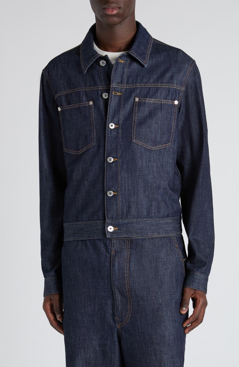 Bottega Veneta Indigo Wash Denim Trucker Jacket, Main, color, 4245 Indigo