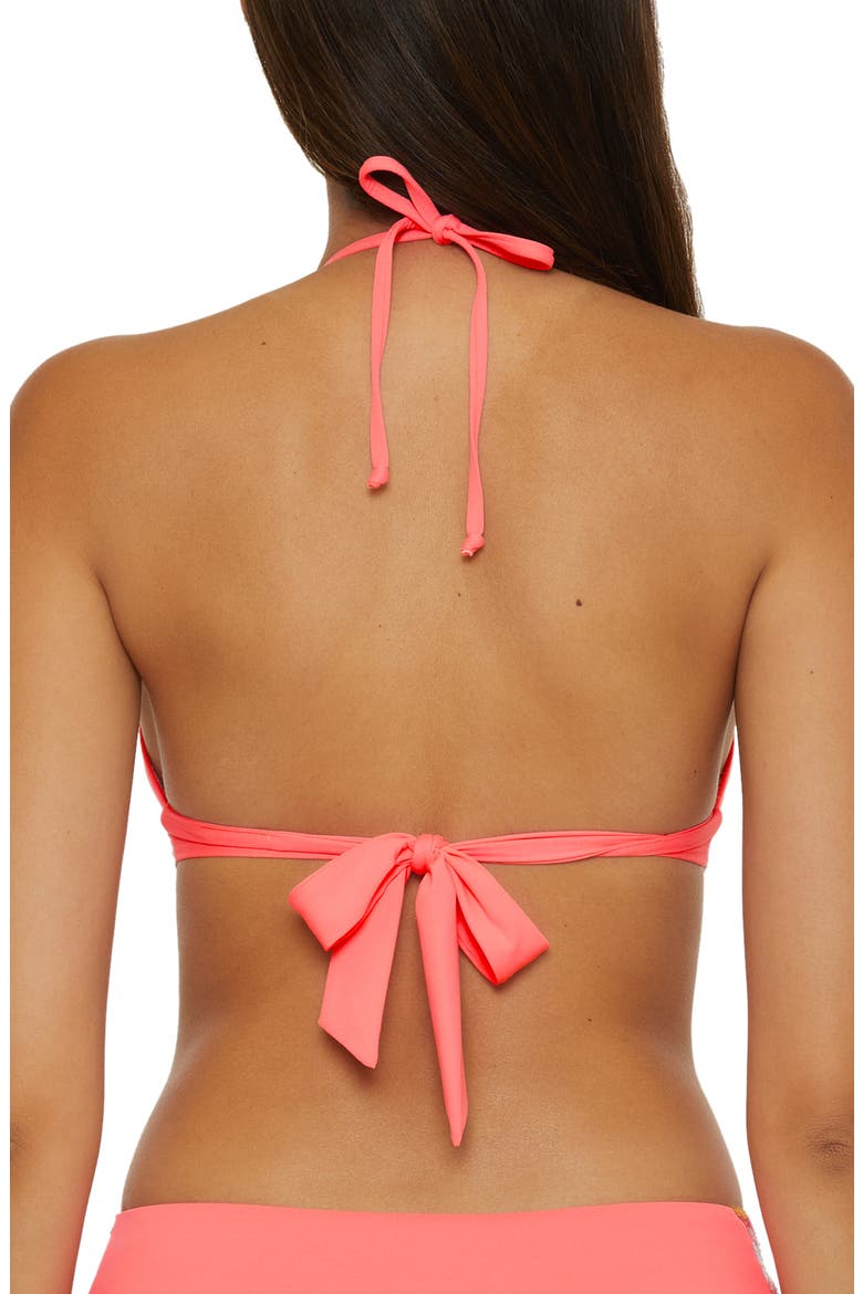 Delilah Triangle Bikini Top, Alternate, color, CORAL CRUSH