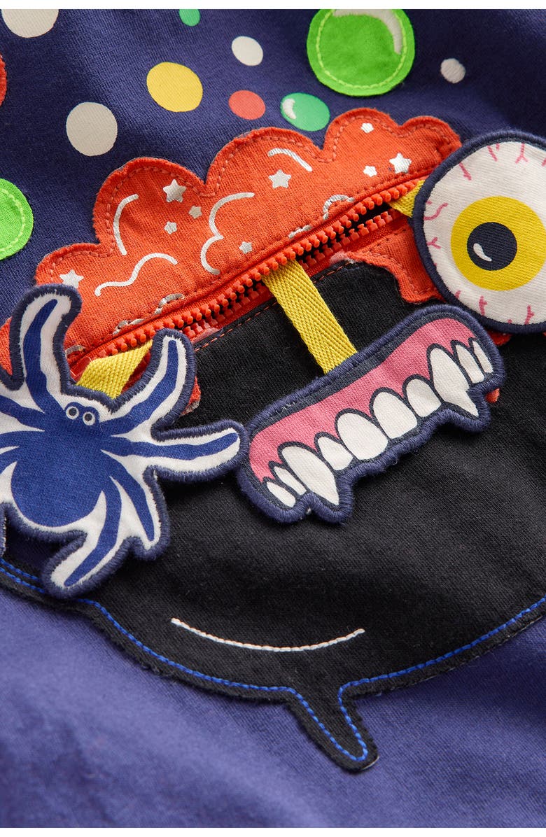 Mini Boden Kids' Halloween Cauldron Glow in the Dark Cotton Graphic Pocket T-Shirt, Alternate, color, Canary Yellow Owls